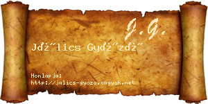 Jálics Győző névjegykártya